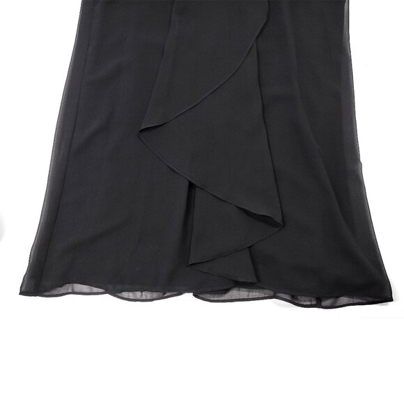 Black Shift Cocktail Dress Chiffon Sparkle A-line Swing 6 White House Mini - Picture 14 of 15